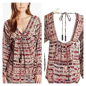 Tracy Reece Plenty peasant top tie in back tassels